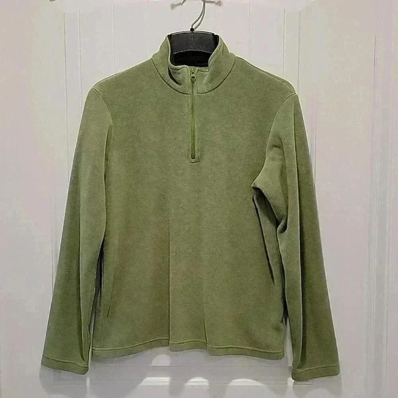 Natural Reflections Long Sleeve Quarter Zip Green Fleece Size Large - Picture 1 of 6